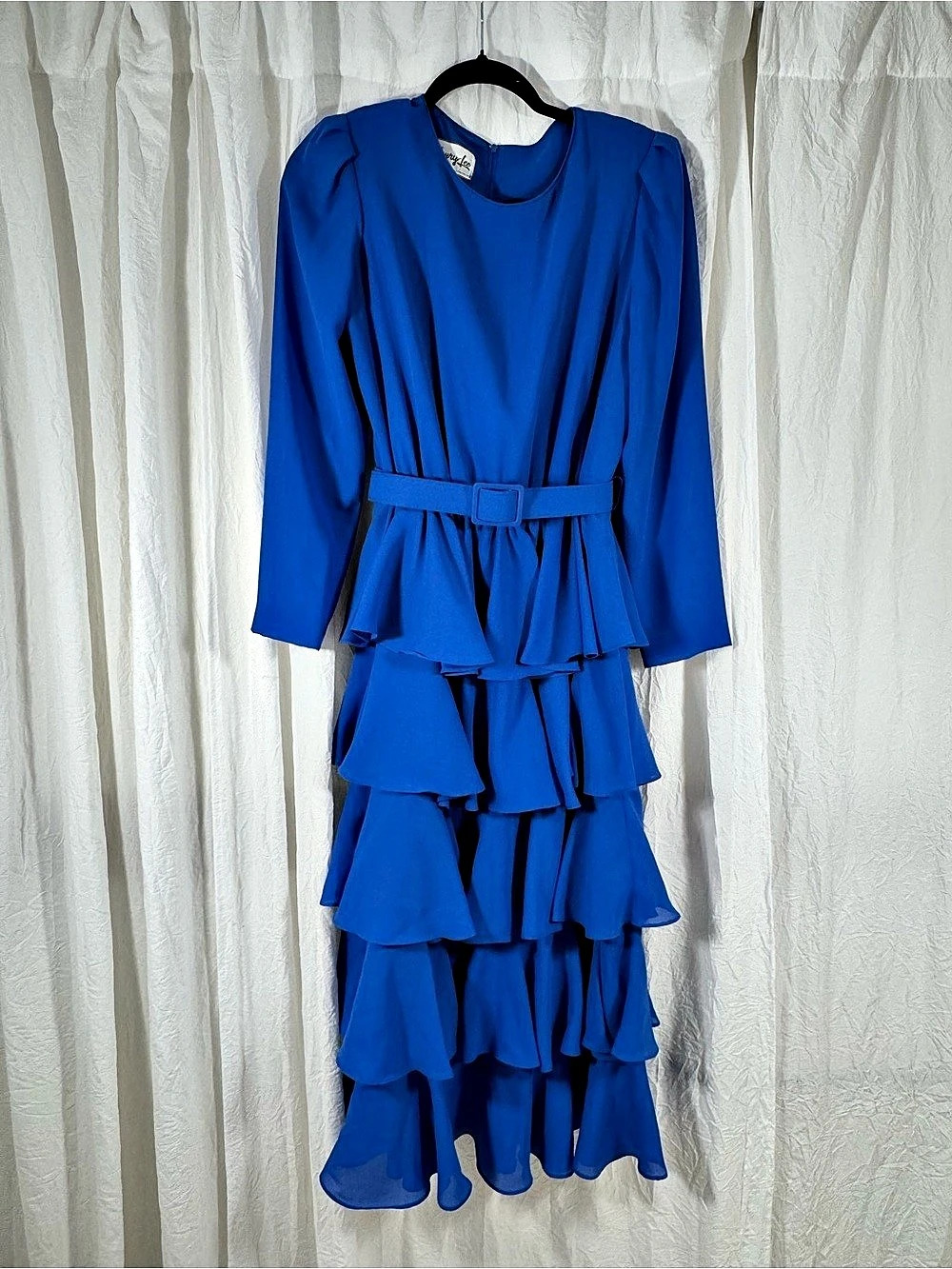 Vintage Henry Lee Blue Tiered Maxi Dress Size 10 Like New